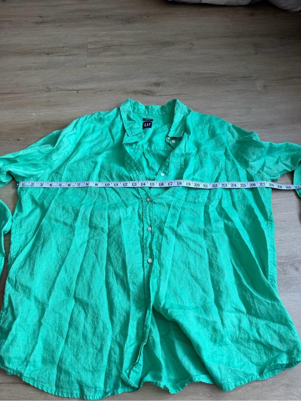 Gap Women's Linen Boyfriend Shirt Green SZ XXL Minimalist Effortless Resortwear - Picture 5 of 8